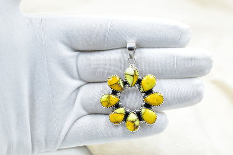 Handmade Honey Dahlia Turquoise Sterling Silver Pendant