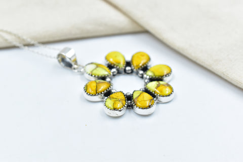 Handmade Honey Dahlia Turquoise Sterling Silver Pendant