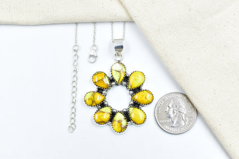 Handmade Honey Dahlia Turquoise Sterling Silver Pendant