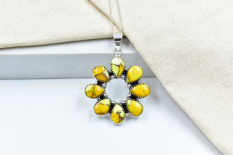 Handmade Honey Dahlia Turquoise Sterling Silver Pendant