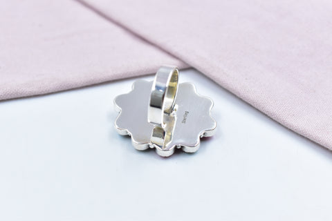 Handmade Cotton Candy Dahlia 925 Sterling Silver Adjustable Ring