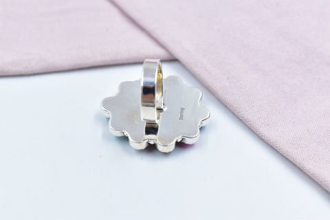 Handmade Cotton Candy Dahlia 925 Sterling Silver  Adjustable Ring