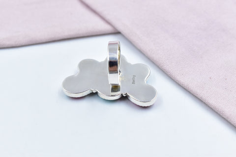 Handmade Cotton Candy Dahlia 925 Sterling Silver Adjustable Ring