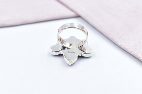 Handmade Cotton Candy Dahlia 925 Sterling Silver Adjustable Ring