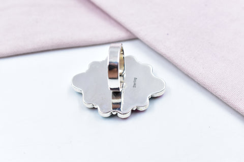 Handmade Cotton Candy Dahlia 925 Sterling Silver  Adjustable Ring