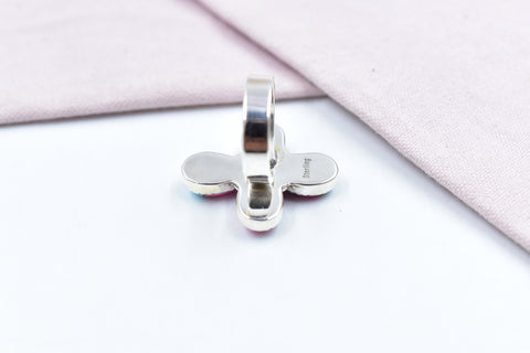 Handmade Cotton Candy Dahlia 925 Sterling Silver  Adjustable Ring