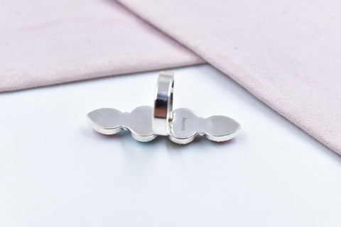 Handmade Cotton Candy Dahlia 925 Sterling Silver  Adjustable Ring