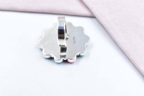 Handmade Cotton Candy Dahlia 925 Sterling Silver  Adjustable Ring