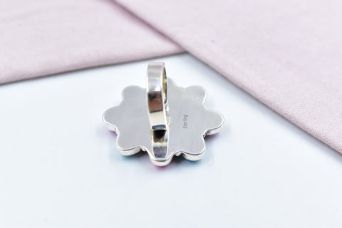 Handmade Cotton Candy Dahlia 925 Sterling Silver  Adjustable Ring