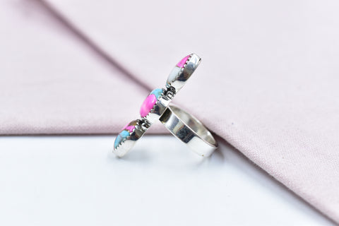 Handmade Cotton Candy Dahlia 925 Sterling Silver  Adjustable Ring