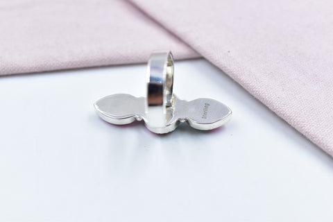 Handmade Cotton Candy Dahlia 925 Sterling Silver  Adjustable Ring