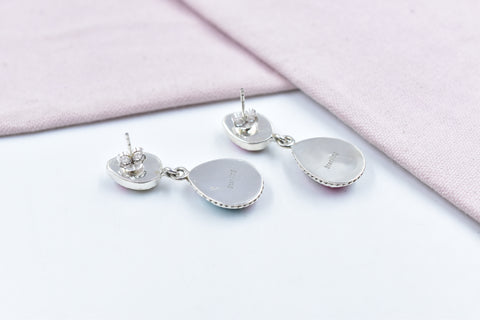 Handmade Cotton Candy Dahlia 925 Sterling Silver Post Stud Earrings for Women