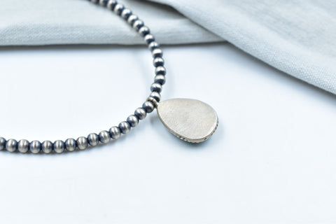 Handmade Blue Ridge Turquoise 925 Sterling 4 MM Silver Necklace