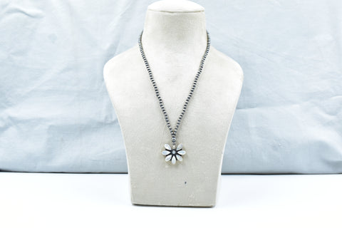 Handmade Mother of Pearl 925 Sterling 4 MM Silver Necklace