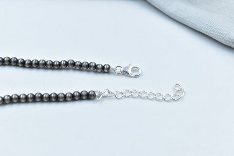 Handmade Black Onyx 925 Sterling 4 MM Silver Necklace