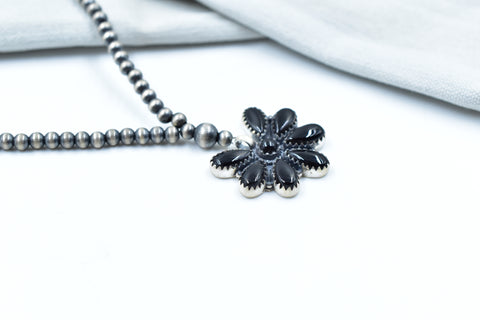 Handmade Black Onyx 925 Sterling 4 MM Silver Necklace