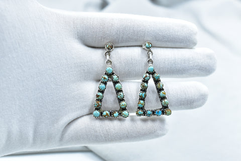 Handmade  Number 8 Turquoise  925 Sterling Silver Post Stud Earrings for Women