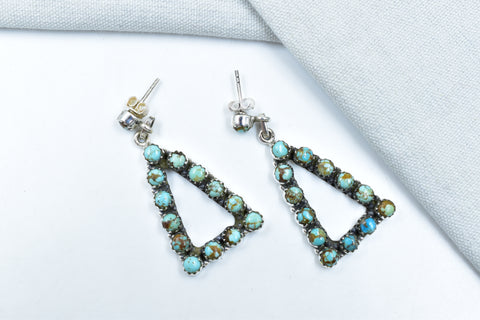 Handmade  Number 8 Turquoise  925 Sterling Silver Post Stud Earrings for Women