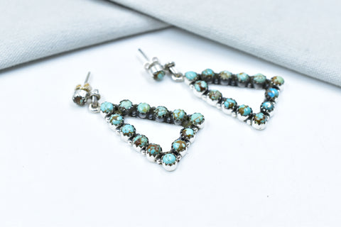 Handmade  Number 8 Turquoise  925 Sterling Silver Post Stud Earrings for Women
