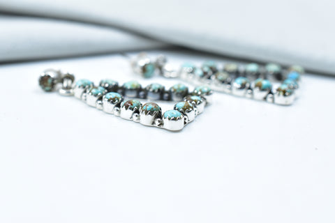 Handmade  Number 8 Turquoise  925 Sterling Silver Post Stud Earrings for Women