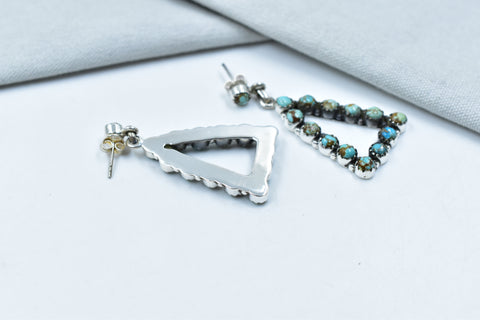 Handmade  Number 8 Turquoise  925 Sterling Silver Post Stud Earrings for Women