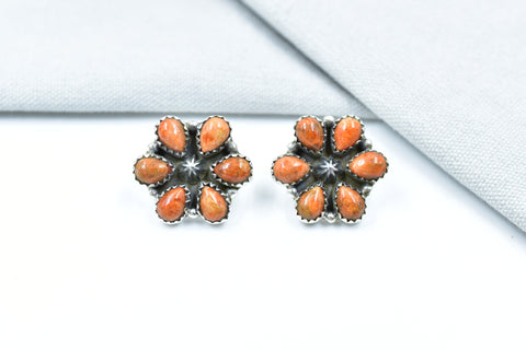 Handmade  Spongy Coral  925 Sterling Silver Post Stud Earrings for Women