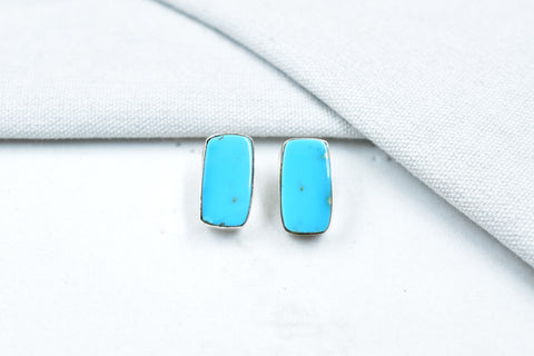 Handmade Blue Ridge Turquoise &  925 Sterling Silver Post Stud Earrings for Women