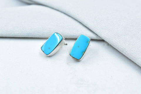 Handmade Blue Ridge Turquoise &  925 Sterling Silver Post Stud Earrings for Women