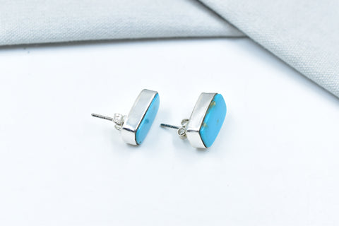 Handmade Blue Ridge Turquoise &  925 Sterling Silver Post Stud Earrings for Women