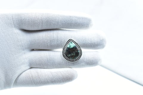Handmade Black Bridge Variscite Turquoise 925 Sterling Silver Ring