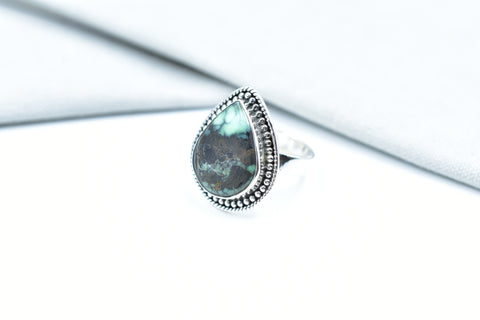 Handmade Black Bridge Variscite Turquoise 925 Sterling Silver Ring