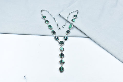 Handmade Black Bridge Variscite & 925 Sterling Silver Necklace