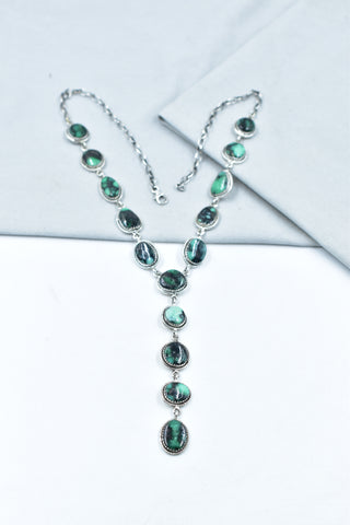 Handmade Black Bridge Variscite & 925 Sterling Silver Necklace