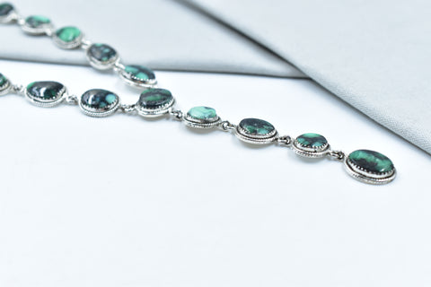 Handmade Black Bridge Variscite & 925 Sterling Silver Necklace