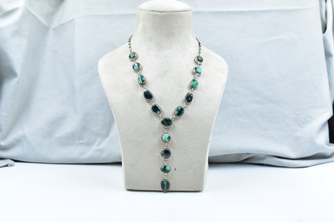 Handmade Black Bridge Variscite & 925 Sterling Silver Necklace