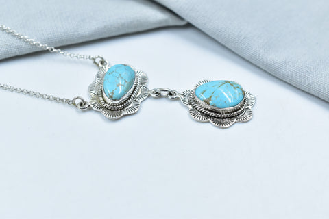 Handmade Number 8 Turquoise 925 Sterling Silver Necklace