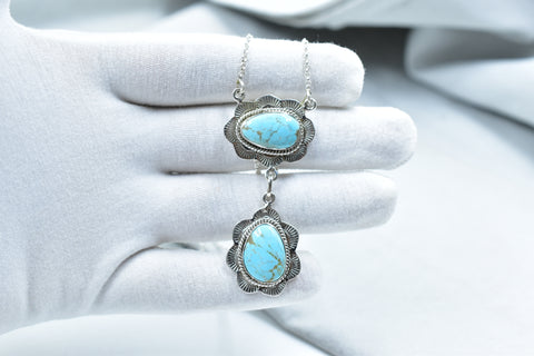Handmade Number 8 Turquoise 925 Sterling Silver Necklace