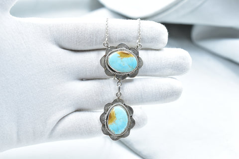 Handmade Number 8 Turquoise 925 Sterling Silver Necklace