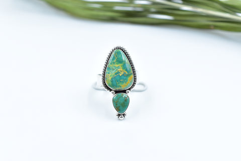 Handmade +AAA Hardy Pit Kingman Turquoise 925 Sterling Silver Ring
