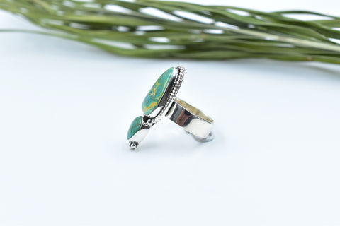 Handmade +AAA Hardy Pit Kingman Turquoise 925 Sterling Silver Ring