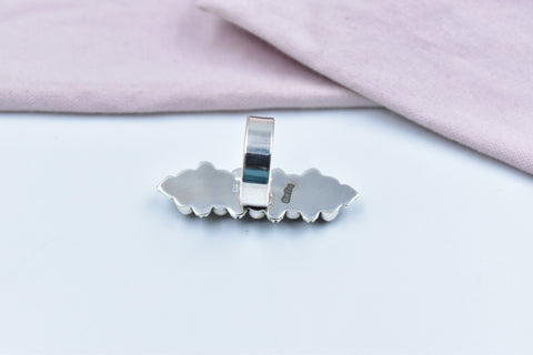 Handmade Rose Dahlia Turquoise 925 Sterling Silver Ring