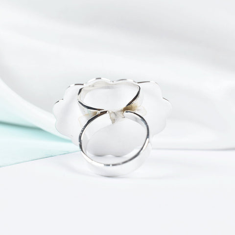 Green Zebra Jasper Heart Ring: Adjustable Sterling Silver Statement Ring