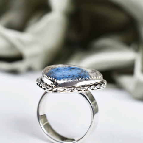 Handmade K2 Jasper Heart Ring: Adjustable Sterling Silver Statement Ring