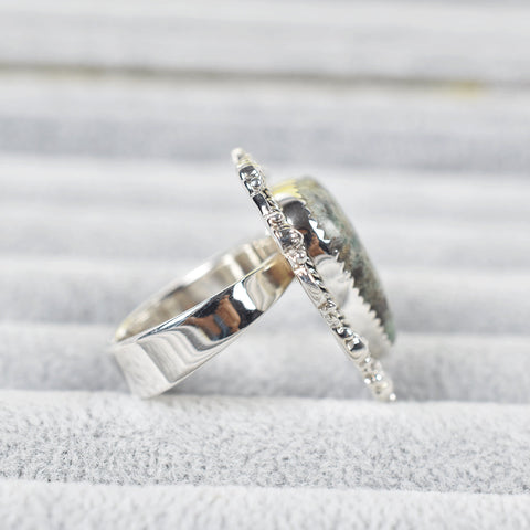 Handmade Ruby Fuchsite & Sterling Silver Adjustable Heart Ring