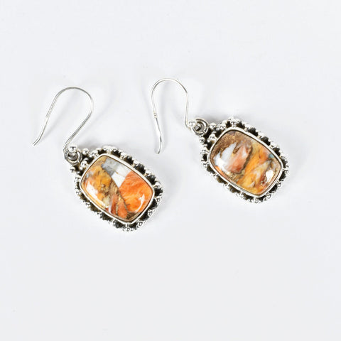 Handmade Spiny Oyster Turquoise & Sterling Silver Drop Dangle Earrings for Women
