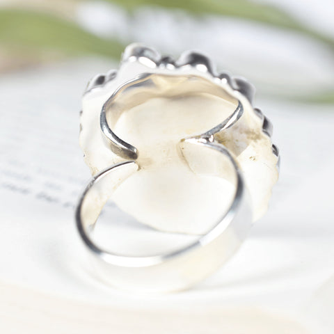 Handmade Pink Opal & Sterling Silver Adjustable Ring, Turquoise Statement Ring for Women