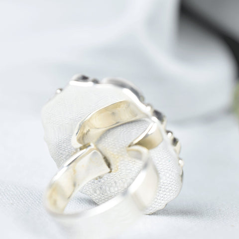 Handmade Pink Opal & Sterling Silver Adjustable Ring, Turquoise Statement Ring for Women