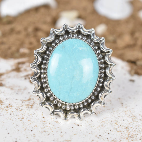 Handmade Turquoise & 925 Sterling Silver Adjustable Ring