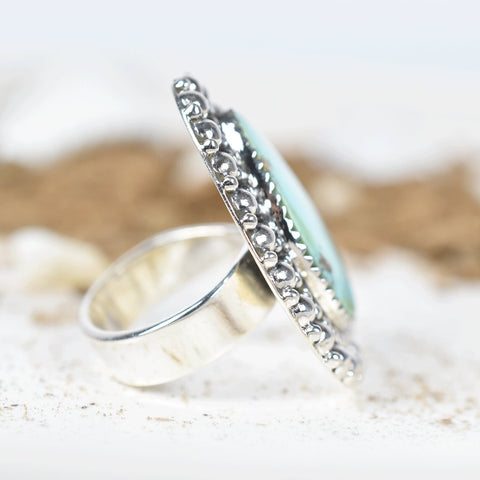 Handmade Turquoise & 925 Sterling Silver Adjustable Ring, Statement Ring for Women