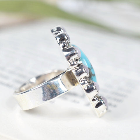 Handmade Pink Opal & Sterling Silver Adjustable Ring, Turquoise Statement Ring for Women